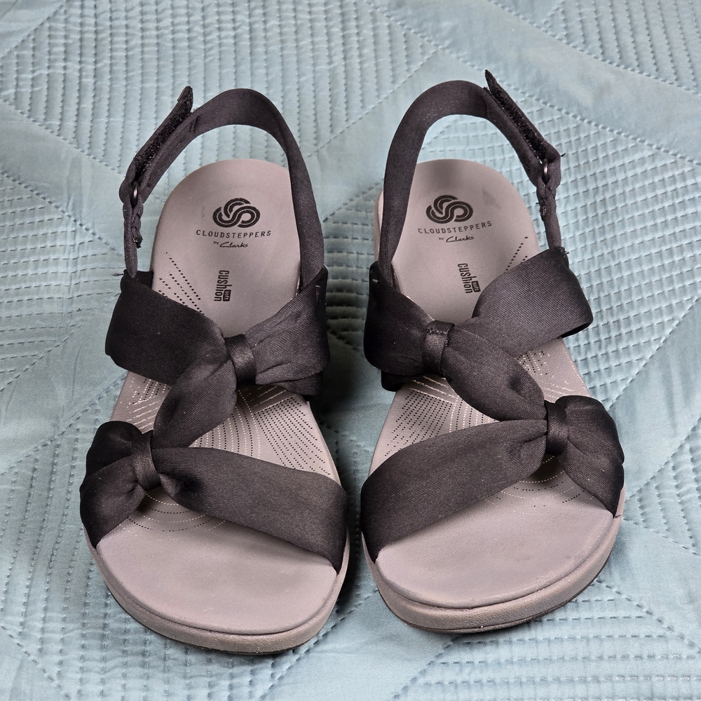 🌸 Clarks Cloudsteppers Cushion Soft Sandals Women's Size 8 Black - Picture 4 of 14
